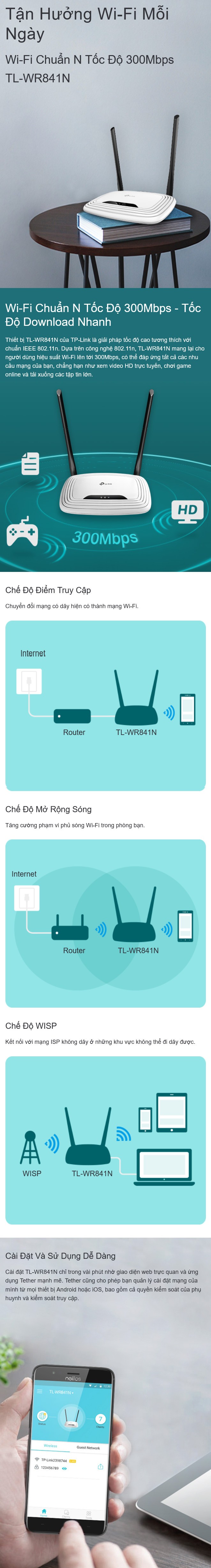 Bộ phát WIFI Router TP-Link TL WR841N